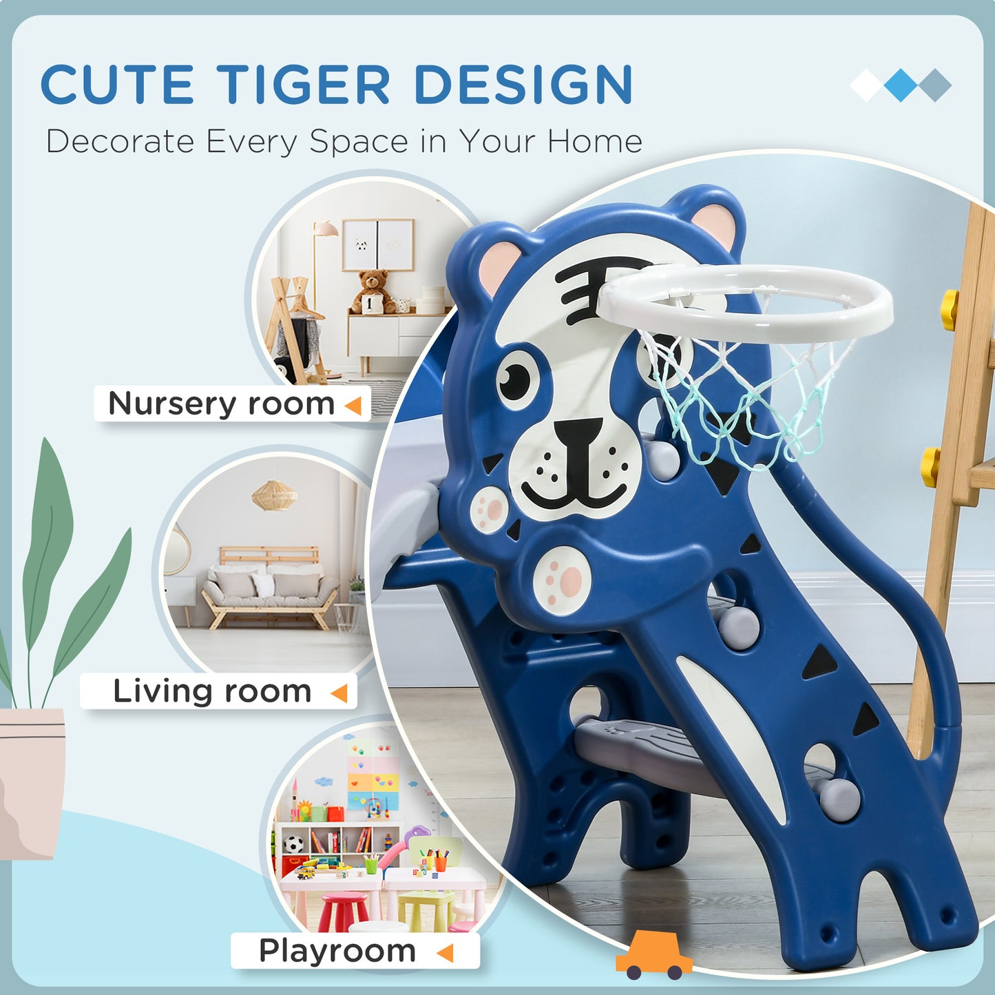 3-in-1 Baby Slide & Climber Set with Basketball Hoop – Indoor Toddler Play Gym (18–36 Months)