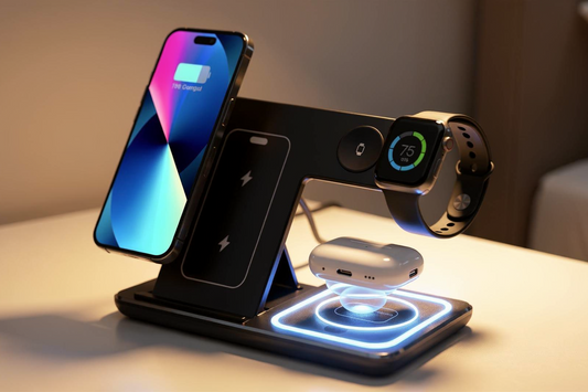 Station de charge sans fil rapide à LED 15W 3 en 1 pour smartphone, montre et AirPods