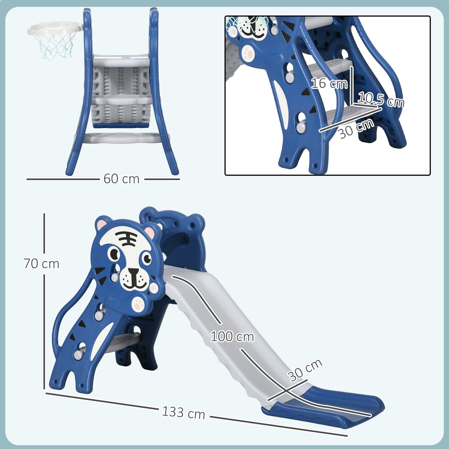 3-in-1 Baby Slide & Climber Set with Basketball Hoop – Indoor Toddler Play Gym (18–36 Months)