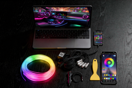 Lampe d'ambiance pour l'intérieur de la voiture 64 couleurs optiques