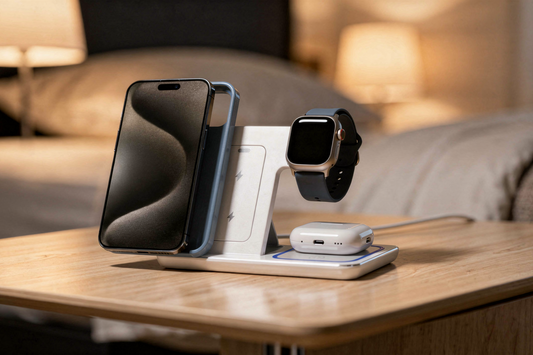 Station de charge sans fil rapide à LED 15W 3 en 1 pour smartphone, montre et AirPods