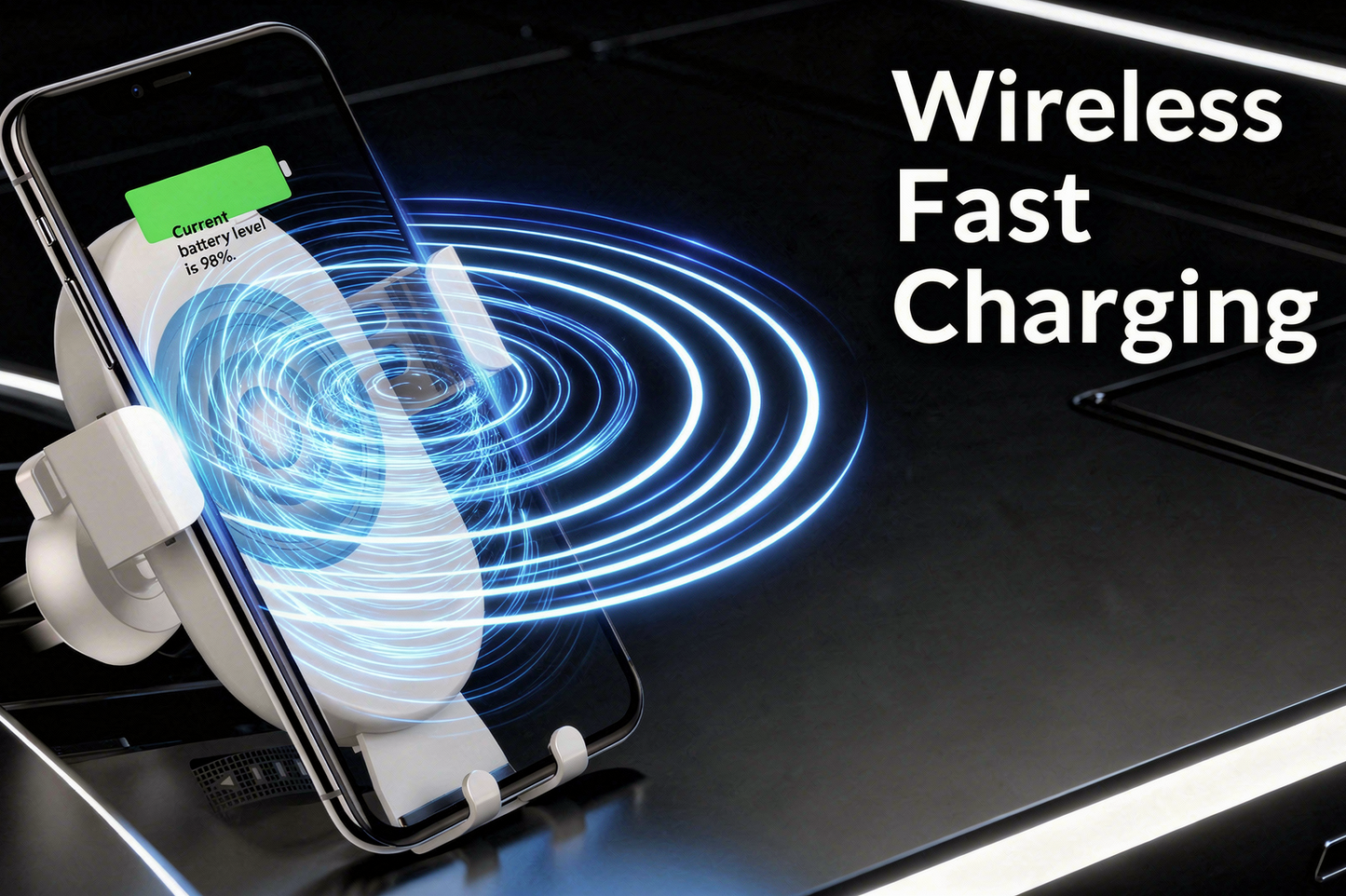 Support de téléphone pour voiture avec chargement sans fil